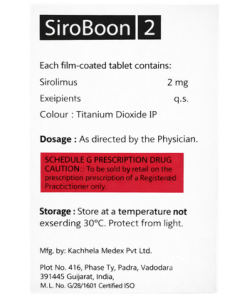 Alternative view of Sirolimus 2mg Tablets (SIROBOON 2)